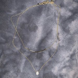 Gold adjustable length 2 piece necklace set